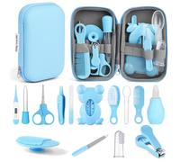 flintronic 20 Pezzi Set per la Cura del Bambino, Kit per la Cura e L'igiene del Bambino, Accessori per la Cura del Neonato con Spazzola, Pettine, Tagliaunghie, Termometro, per Neonati (Blu)