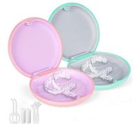 flintronic 2PCS Porta Apparecchio Denti, Contenitore per Protesi Dentarie, Resistente e Facile da Pulire, per Aligner(Rosa+Verde)