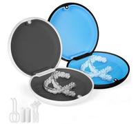 flintronic 2PCS Porta Apparecchio Denti, Contenitore per Protesi Dentarie, Resistente e Facile da Pulire, per Aligner(Nero+Bianco)