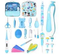 flintronic 30 Pezzi Set per la Cura del Bambino, Kit per la Cura e L'igiene del Bambino, Accessori per la Cura del Neonato con Spazzola, Pettine, Tagliaunghie, Termometro, per Neonati (Blu)