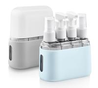 Flintronic 4-In-1 Flaconi da Viaggio Trasparenti, Flaconi da Viaggio Ricaricabili, Set di Flaconi da Viaggio per Articoli da Toeletta, Flaconi Spray*4, Flaconi con Pompa*4, Etichette*2, Scatola*2