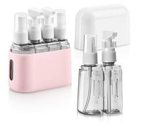 Flintronic 4-In-1 Flaconi da Viaggio Trasparenti, Flaconi da Viaggio Ricaricabili, Set di Flaconi da Viaggio per Articoli da Toeletta, Flaconi Spray*2, Flaconi con Pompa*2, Etichette*1, Scatola*1