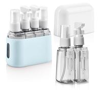 Flintronic 4-In-1 Flaconi da Viaggio Trasparenti, Flaconi da Viaggio Ricaricabili, Set di Flaconi da Viaggio per Articoli da Toeletta, Flaconi Spray*2, Flaconi con Pompa*2, Etichette*1, Scatola*1