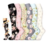 flintronic 6 Paia Calze Elastiche a Compressione Graduata, Calze Compressione Graduata per Donna e Uomo, Traspirante Compression Socks, Miglior Supporto Alla per Atletica,Lavoro,Viaggio e Gravidanza