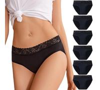 flintronic 6 Pezzi Slip Senza Cuciture Donna, Biancheria Intima di Cotone in Pizzo, Mutandine da Morbide ed Elastiche, Confezione Multipla (M)