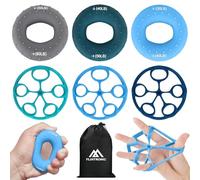 flintronic 7 Pezzi Set per Allenamento delle Mani e delle Dita, Anello di Presa,Anello a Cinque Dita
