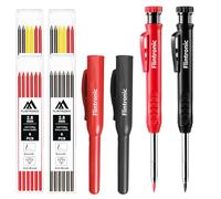 flintronic 8 Pezzi Matita Professionale per Falegname, Matita da Carpentiere, con Temperamatite Incorporato e 24 Ricariche, Matite per Fori Profondi, per Cantiere, la Lavorazione del Legno