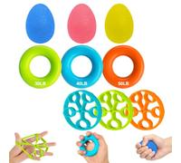 Flintronic 9Pezzi Finger Trainer, Kit Rafforzatore Mani e delle Dita, Pallina Antistress Mano Terapia, Attrezzo Ginnico per Dita, Attrezzo per Esercitare Le Dito, Finger Stretcher, Anello per Esercizi