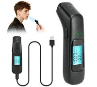 Flintronic Alcol Test Portatile, Etilometro Portatile Certificato, Etilometro con Display LCD, Alcol Tester Professionale Senza Contatto, con USB, per Personale, Uso, Casa, alle Feste