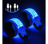Flintronic Bande Catarifrangenti, LED Bracciale, Braccialetto Riflettente LED, Braccialetto Ricaricabile USB, Racciale Catarifrangent, Fascia per Braccio Ricaricabile per Bici Jogging