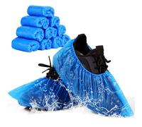 flintronic Copriscarpe Monouso, 100 Pezzi Copriscarpe in Plastica, Copriscarpe in CPE, Copriscarpe Impermeabili Antiscivolo per Interni, Esterni-One Size (Blu)
