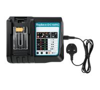 Flintronic DC18RC Caricatore Rapido, Caricabatteria Veloce per la Batteria Agli Ioni di Litio14.4V-18V, compatibile con Makita Li-ion batteria BL1830 Ｂ1850ＢL1850 BL1860B BL1830B BL1430 BL1450