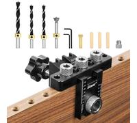 Flintronic Dima per Spinatura Legno, 8/10/15 MM Spinatrice per Legno, 3 in 1 Dima per Fori a Tasca, con clip di posizionamento di regolabile Localizzatore Guida di Perforazione Regolabile