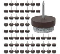 Flintronic Feltrini Sedie, 60 Pezzi Feltrini con vite, Feltrini Sedie 20 mm, Scivoli per Mobili Professionali, Piedini Protettivi per Mobili, il Rumore, per Mobili e Pavimenti (Marrone)