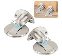 Flintronic Fermaporta Magnetico, 2 Pezzi Fermaporta Pavimento Magnetico, con Viti Autoadesive Nascoste, Nessun Pugno, per Ufficio, Hotel, Camerette, Bagno, Balcone, Cucina (Argento)