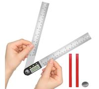 Flintronic Goniometro Digitale, Acciaio Inossidabile Goniometro 360 Gradi, con display LCD e Doppia Gradazione, Misurazioni Angolari Esatte, per Ingegneria, Lavorazione del Legno, Compiti, L'edilizia