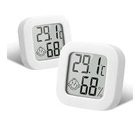 Flintronic Igrometro Termometro per Interni, 2 Pezzi Mini LCD Digitale Thermometer con Emoji, per Casa Monitor di Temperatura e Umidità per Ambienti, per Casa, Ufficio, Rettile, Asilo Nido