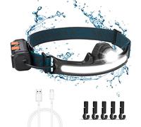 flintronic Lampada Frontale a LED,Pannocchia Grandangolare 270° e Faro Regolabile a 145°,Batteria Ricaricabile da 2200mAh,6 Modalità di Illuminazione Lampada Frontale Impermeabile per Corsa,Campeggio