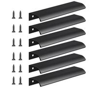 flintronic Maniglie Armadio Nascoste, 6 Pezzi Maniglie per Armadietti, Distanza Fori 128 mm, con 12 Viti, per Porte, per Casa, Cassetti, Armadi -Nero