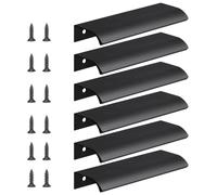 flintronic Maniglie Armadio Nascoste, 6 Pezzi Maniglie per Armadietti, Distanza Fori 96 mm, con 12 Viti, per Porte, per Casa, Cassetti, Armadi -Nero