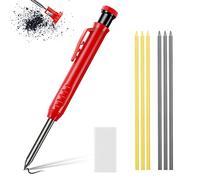 flintronic Matita da Cantiere Solida, Con 6 Ricariche e Gomma, Strumento di Marcatura per Temperamatite per Segnare Fori Profondi Con Naso Lungo Incorporato, Adatto per Architetti di Falegnameria…