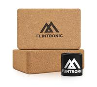 Flintronic Mattoncini Yoga Sughero 100% Naturale, 2 PCS Blocchi Yoga con Elastici Fitness, per Meditazione e Pilates, 22,5x14,5x7,5 CM