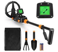 Flintronic Metal Detector Bambini, Metal Detector Alta Precisione, con Display LCD e Indicazione Suono, Bobina Impermeabile IP68, per Caccia di Oro Tesoro, Esplorazione All'aperto -Nero