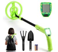 Flintronic Metal Detector Bambini, Metal Detector Alta Precisione, con Display LCD e Indicazione Suono, Bobina Impermeabile IP68, per Caccia di Oro Tesoro, Esplorazione All'aperto -Verde