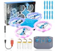 Flintronic Mini Drone, Mini Droni Quadricottero, con Luci LED e 3 Batterie, Salti Mortali 3D, Giocattolo Regalo, Blu