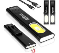 flintronic Mini Torcia Piatta, 2Pezzi Lampada da Lavoro COB Ricaricabile Ttramite USB C, 4 modalità di illuminazione, Lampada portatile per Auto/Campeggio/Home e di Emergenza Uso
