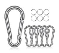 Flintronic Moschettoni, 6Pezzi Moschettone Acciaio Zincato, Ganci Moschettoni, Gancio a Moschettone Portachiavi, Ganci a Scatto per Altalene, Campeggio, Escursionismo（100 mm-Carico Massimo 350 kg）