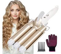 Flintronic Piastra arriccia Capelli, Ferro Arricciacapelli 3 Tubi 22MM, 90W Piastra Capelli Onde in Ceramica Tormalina Beach Waves Naturale Ondulatore Professionale