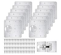 Flintronic Piastra di Riparazione per Cerniere, 12 Pezzi 9 x 9cm Repair Brackets Plates con Kit Staffa Foro 80 viti, Piastre di Montaggio della Cerniera della Port per Cucina, Armadio, Mensole