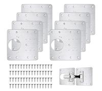 Flintronic Piastra di Riparazione per Cerniere, 8 Pezzi 9 x 9cm Repair Brackets Plates con Kit Staffa Foro 64 viti, Piastre di Montaggio della Cerniera della Port per Cucina, Armadio, Mensole