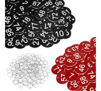 Flintronic Portachiavi Numerati, 200 Pezzi Targhette Numerate in Plastica, Piccole Impermeabili Con Targhette Identificative, con Portachiavi per Hotel Scuole Uffici Valigie - Rosso+Nero