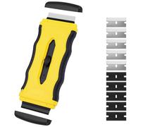Flintronic Raschietto per Vetro, 1Pezzi Raschietto per Piastre in Vetroceramica, con 5 Lame Plastica e 5 Lame in Metallo, per Riscaldare Piastre, Auto, Vetri, Specchi, Adesivi, Pulizia- Giallo