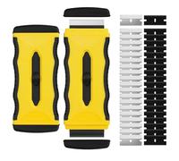 Flintronic Raschietto per Vetro, 2Pezzi Raschietto per Piastre in Vetroceramica, con 20 Lame Plastica e 20 Lame in Metallo, per Riscaldare Piastre, Auto, Vetri, Specchi, Adesivi, Pulizia- Giallo