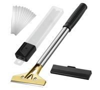 Flintronic Raschietto Vetroceramica con 10 Lame in Acciaio al Carbonio, Detergente per Vetri con Impugnatura Morbida, Raschietto Muro, per Colla, Colore, Decalcomanie, Piano Cottura e Forno, Ricambio