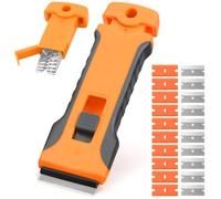 flintronic Raschietto Vetroceramica, Raschietto Piano Induzione Professionale, con 20 Lame in Acciaio Inox &10 Lame in PP, per Pulizia Per Etichette, Adesivi, Pittura