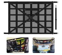 flintronic Rete Bagagliaio Auto, con Cinghie a Croce Regolabili e 2 Tasche a Rete, 90 * 65cm, per Auto, Jeep, Furgoni, SUV(Controlla se il tuo tetto ha 4 maniglie)