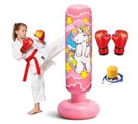 flintronic Sacco da Boxe da Terra Bambini con Guantoni da Boxe, 120cm Pungiball Bambini, Sacchi da Boxe Gonfiabile per Ragazzi e Ragazze 5-12 Anni, Per Praticare Karate Taekwondo MMA