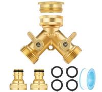Flintronic Set Splitter in Ottone 2 Vie, Y Sdoppiatore 3/4" Rubinetto Tubo Giardino Parti, Adattatore per Rubinetto, Accessori per l'irrigazione Il Lavaggio Auto Sdoppiatore Connettore