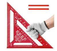 Flintronic Squadra da Falegname, Metallo Squadra Combinata, con 2 Matite da Carpentiere, 12 Pollici Righello Triangolare Metrico in Alluminio, per Misurazione, Disegnare, Segnare