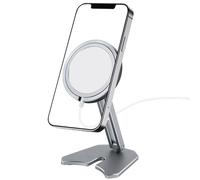Flintronic Supporto Magnetico da Tavolo Pieghevole, Supporto Telefono Pieghevole per iPhone in Alluminio, per Mag Caricatore, Porta Cellulare Scrivania Compatibile con iPhone 15 Plus Pro Max/14/13/12