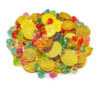 flintronic Tesoro Pirata Monete d'oro e Gemme dei Pirati, Giocattoli Tesoro Pirati, 80 Pezzi Monete Pirata e 160 Pezzi Gemme Pirate, Feste da Pirata, Tesori per la Caccia al Tesoro Bambini