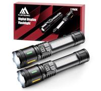 flintronic Torcia LED Potente Professionale, Ricaricabile, 2pz | 5 Modalità e Due Sorgenti Luminose, Digitale LCD, Zoomabile, per Campeggio, Escursionismo, Emergenza, Interruzione Corrente
