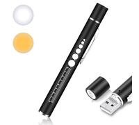 flintronic Torcia Penna LED, 1pz(Nero | Penlight LED Diagnostica Professionale Clinica, Lampada Oftalmica Con Scala Pupillare E Clip Tasca, Medici E Infermieri
