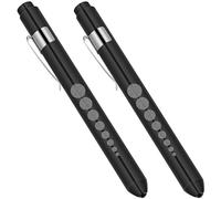Flintronic Torcia Penna LED, 2PCS Torcia Penna, Penlight Lampada Diagnostica, Clinical Pen Esame,2*AAA Batteria, con il calibro della pupilla per Doctor Nurse con Clip da Tasca(Batteria Non Nnclusa)