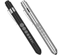 Flintronic Torcia Penna LED, 2PCS Torcia Penna, Penlight Lampada Diagnostica, Clinical Pen Esame,2*AAA Batteria, con il calibro della pupilla per Doctor Nurse con Clip da Tasca(Batteria Non Nnclusa)