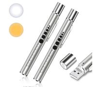 flintronic Torcia Penna LED, 2pz(Grigio | Penlight LED Diagnostica Professionale Clinica, Lampada Oftalmica Con Scala Pupillare E Clip Tasca, Medici E Infermieri